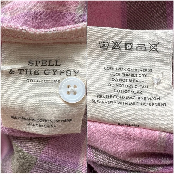 Spell & The Gypsy Top Maverick Flannel Button Down Shirt Lilac XXS NWT New - Picture 9 of 12